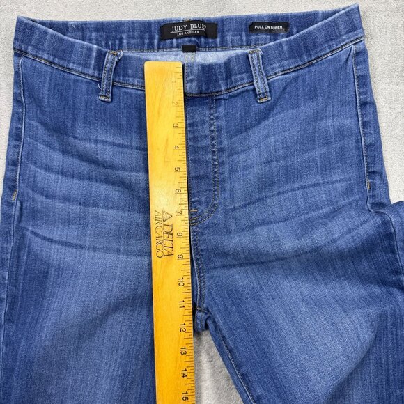 JUDY BLUE Womens Pull On Super Flare Jeans High Rise Medium Wash Y2K Wide Leg - Picture 7 of 8